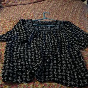 J. Jill Navy and White Geometric Blouse